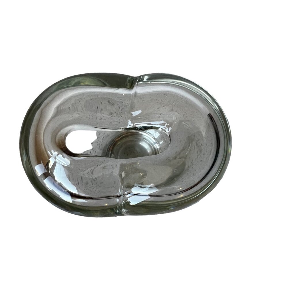 Hand Blown Clear Heart Vase 4” MCM - Picture 2 of 5